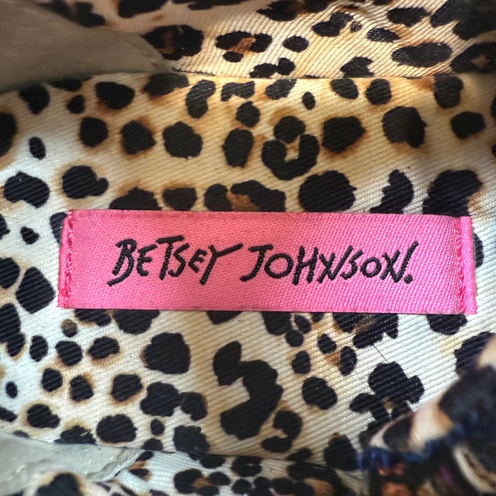 Betsey Johnson Platform Sneakers Tweed Leopard Trim Chunky Platform Sole Size 7M - Picture 6 of 9